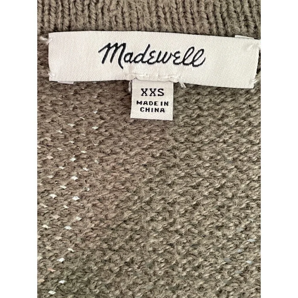 MADEWELL Palisades Open Cardigan Sage Green XXS EUC